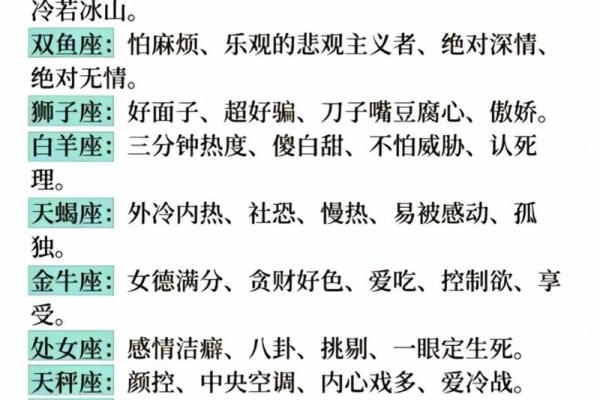 一句话概括你身边的十二星座